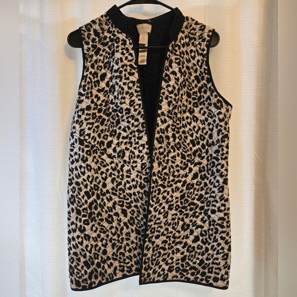 Chico's Tops - Chico's Black and Cheetah Quilted Tank Vest, Small, Size 0. NWOT.